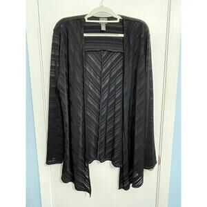 Chico's Travelers Cardigan XL Black Slinky Mesh Whimsigoth Office Stevie Nicks